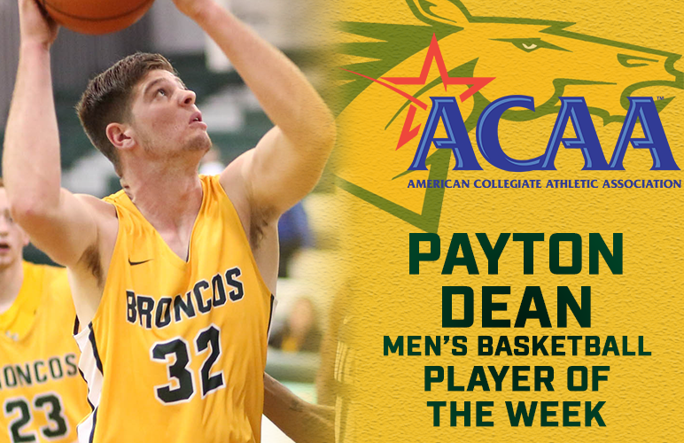 Payton Dean Earns Second ACAA Player of the Week Award