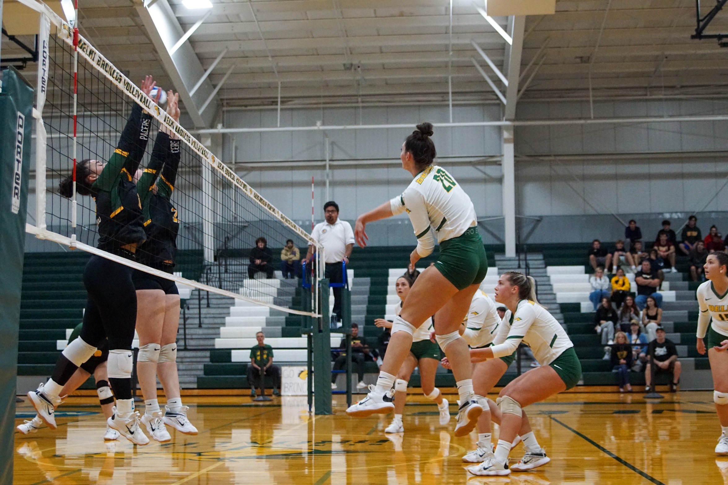 Delhi Volleyball defeats Marywood in three sets at home