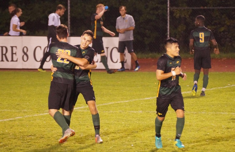 Men's Soccer Celebrates 2-1 Win at Hartwick in First-Ever Matchup