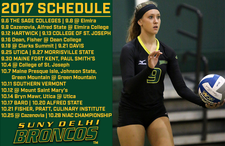 Women's Volleyball Releases 2017 Schedule; Broncos to Host 14 Matches, NIAC Championship