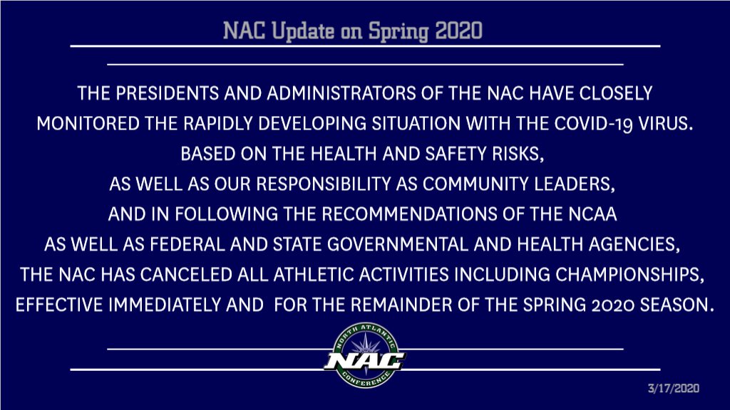 NAC Cancels 2020 Spring Season