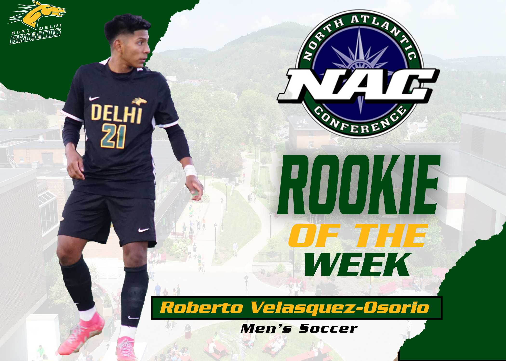 Roberto Velasquez-Osorio wins second consecutive NAC Rookie of the Week
